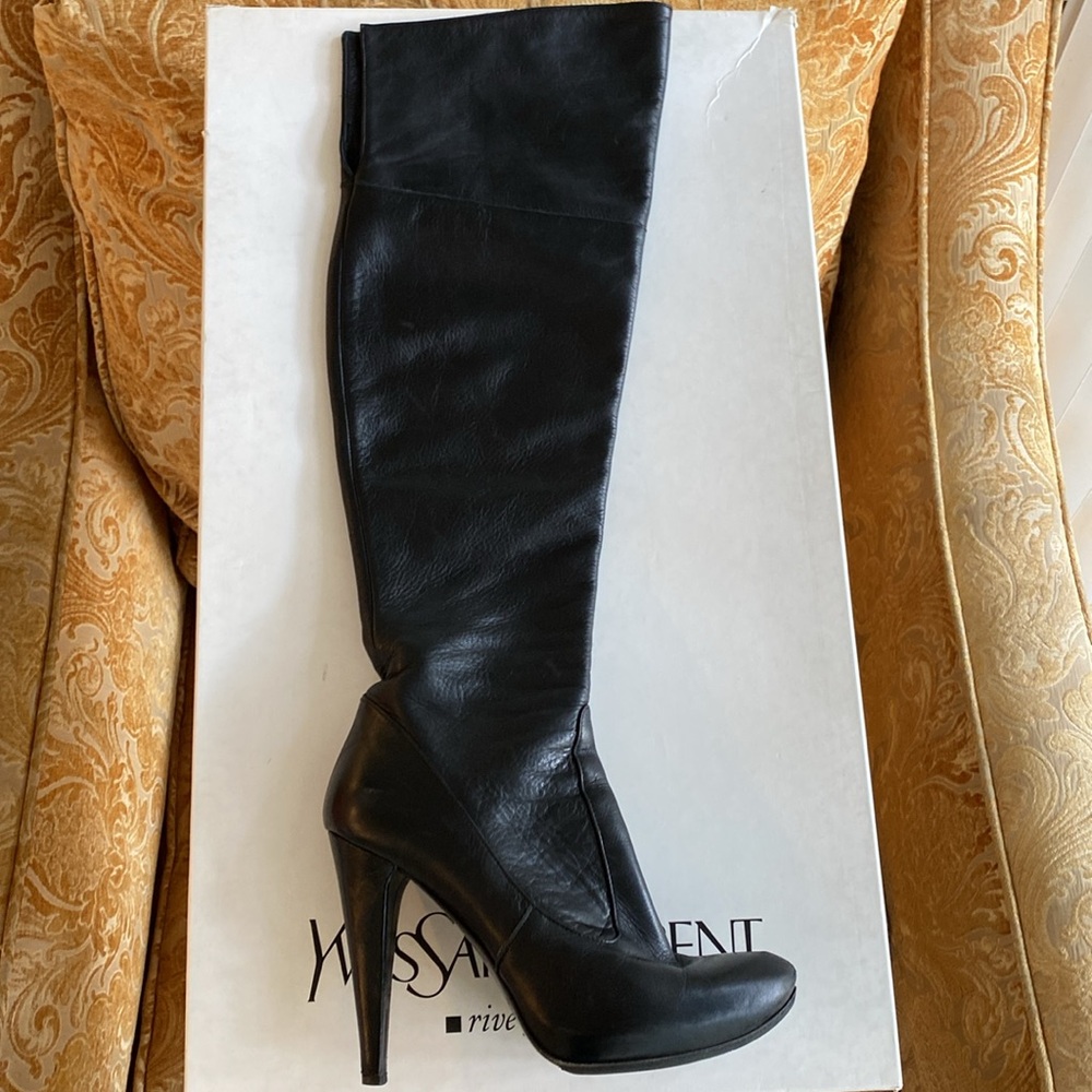 Over The Knee Leather Boots High Heels Giardino Principi Italian Size 8